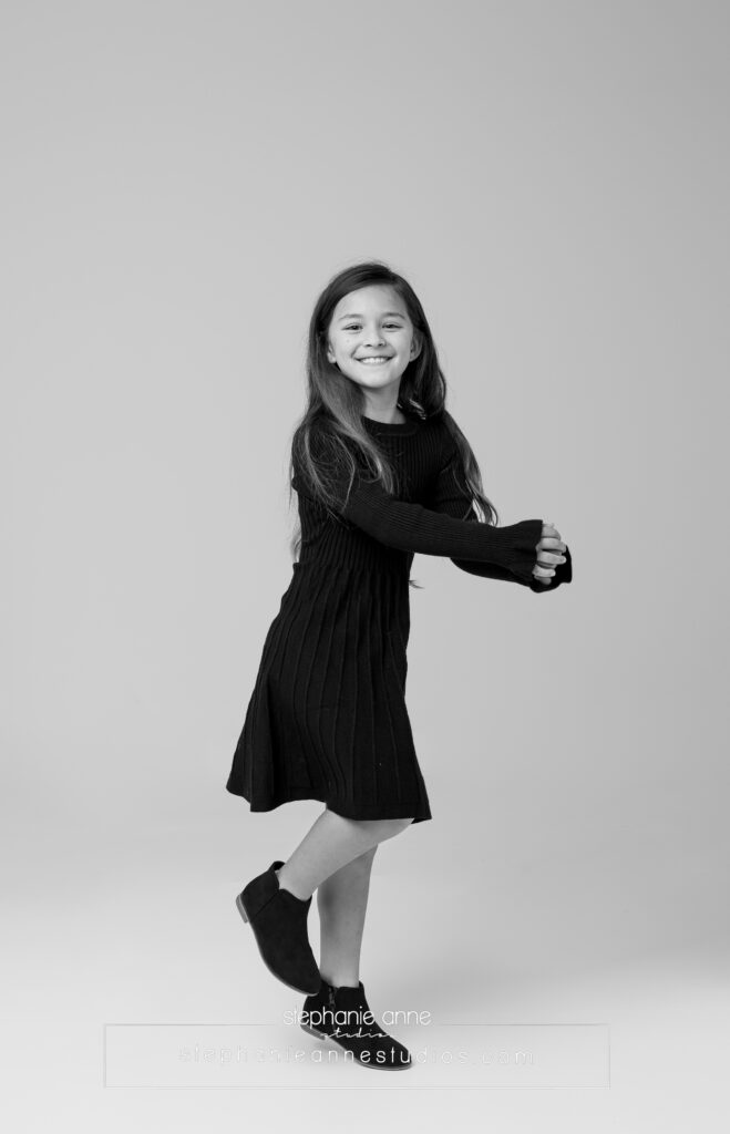 black and white child portrait girl